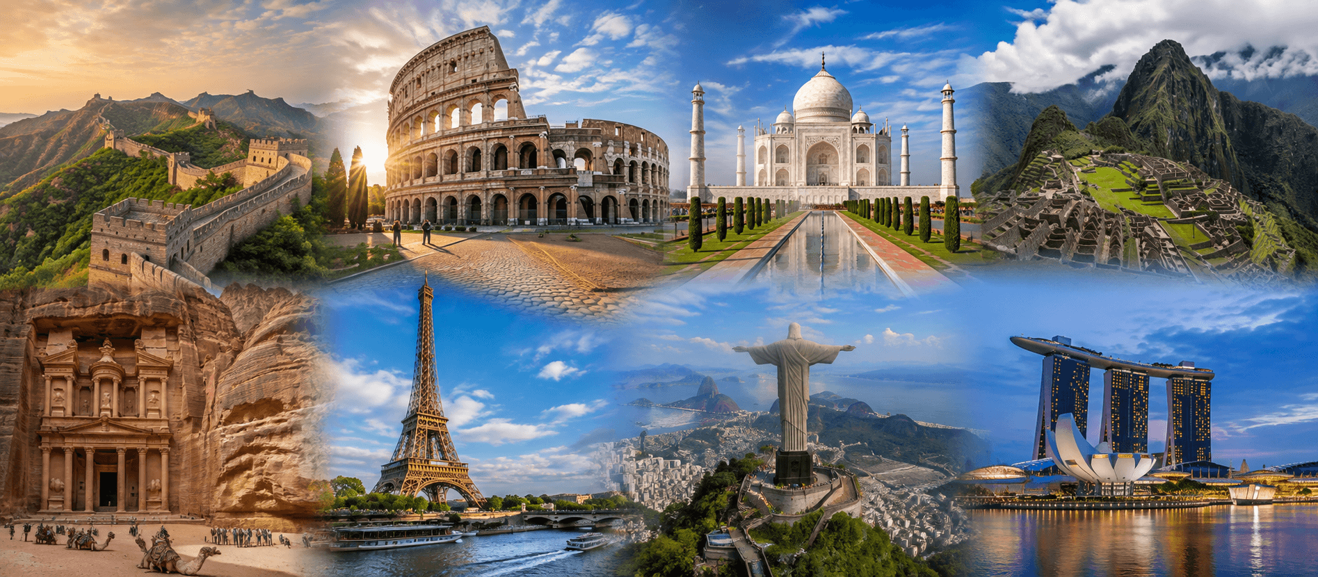 Famous attractions and landmarks around the world