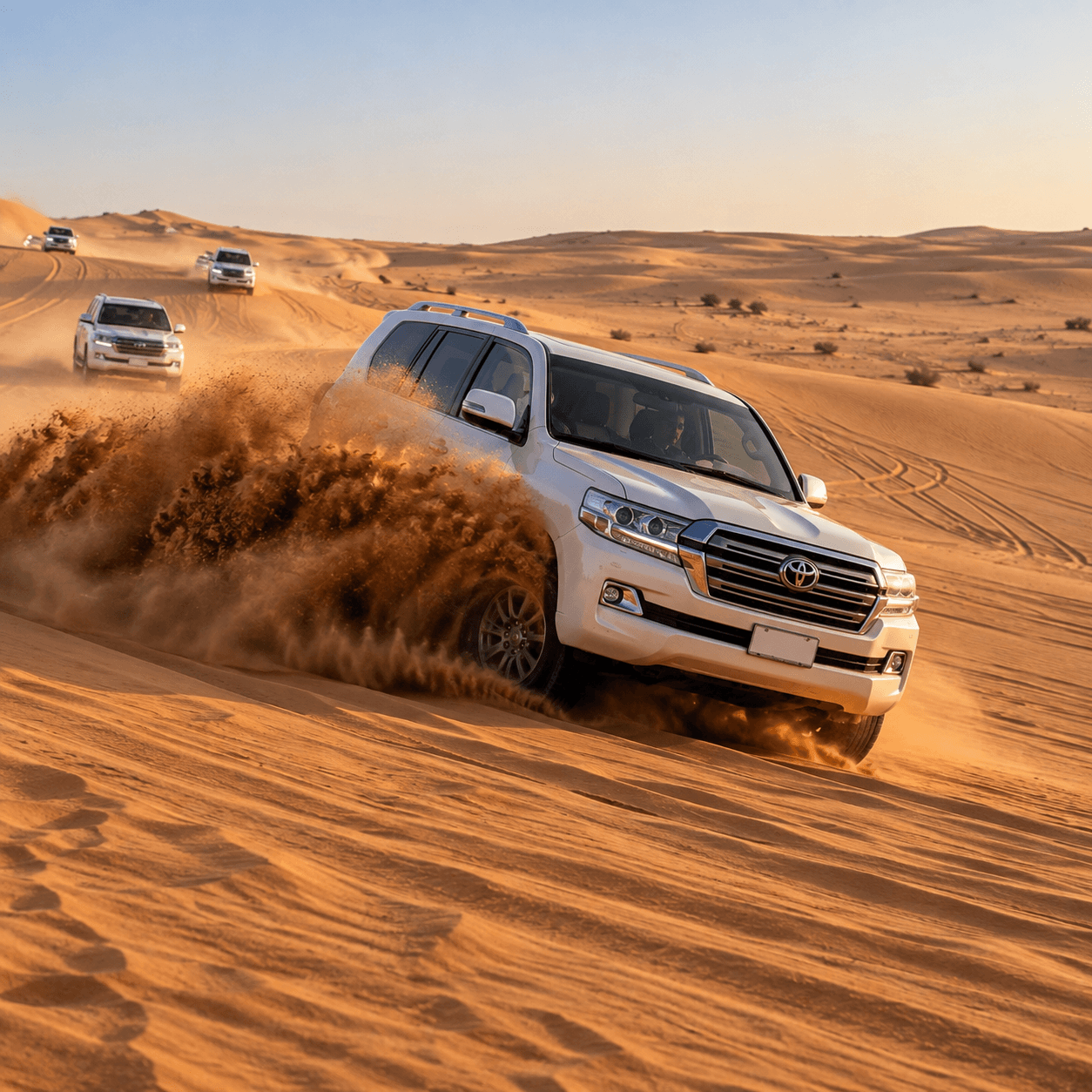 Dubai desert dune bashing in a 4x4 vehicle